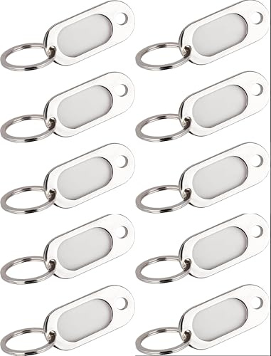 Harts Heavy Duty Quality Nickel Plated Metal Key TAG FOB with Blank Insert for Your OWN Text (10 Units)