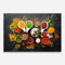 ARTHUB® Crédence de Cuisine en Verre 50x70 cm, Colorful Herbs Spices | Protection Contre Les éclaboussures, Revêtement Mural en Carreaux, Plaque en Verre, Verre trempé, Aliments, Épices