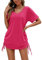 AI'MAGE Cache Maillot de Bain Femme Plage Chemise Été Tunique Paréo Cover Up Blouse Col V Maillot De Bain Cache-Maillots Et Sarongs Haut Shirt,Rose Rouge,M