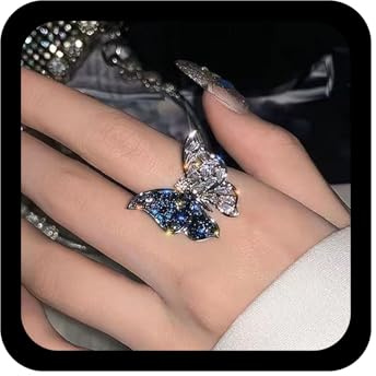 Wendalern Boho Kristall Schmetterling Ring Für Frauen Diamant Zirkonia Schmetterling Knöchel Ring Einstellbar Offenes Insekt Aussage Ring Fee Schmetterling Flügel Finger Ring Party Prom Schmuck