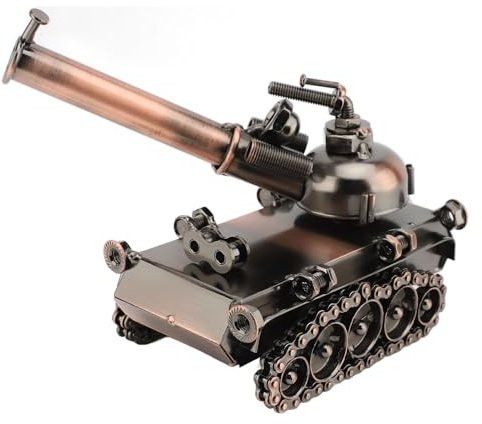 Qcwwy Handgefertigtes Panzermodell, Panzer-Sammelobjekt, Handgefertigte Metallkunstfigur, Heimbüro-Dekoration, Retro-Deko-Skulptur für Schreibtisch, Wohnzimmer, Büro