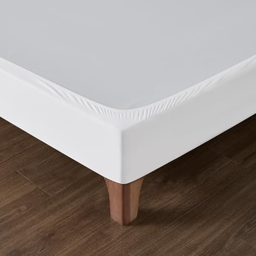 Cache Sommier 90x200 Blanc – Tissu Doux et Extensible – Rendu Impeccable – Facile à Installer