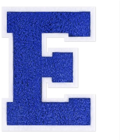 QianSiLi 4.5 Inch Chenille Iron On Letters for Clothes Varsity Letter Patches Embroidered Patch Iron On Patches for Clothing Varsity Jacket Hoodie (Blue,E)