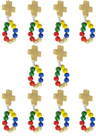 Holzperlen, Finger-Rosenkranz mit 8 mm Perlen und Kreuzanhängern für Gebetsmeditationen, elegante Holzmaserung, Rosenkranzperlen
