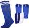 Aquzhou Kids Football Socks Set with Shin Pads Boys and Shin Pad Sleeves, Aged 6-13 Boys Football Socks Cushioned Knee High Breathable Girls Boys Soccer Sock for Kids Junior (Blue)