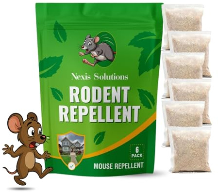 Nexis 6-Pack Advanced Rat & Mouse Repellent Pouches – Peppermint Oil Formula for Rodent Control – Natural, Safe, Long-Lasting Indoor & Outdoor Protection with Cutting-Edge Technology