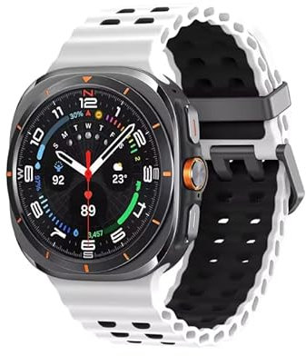 Correa Ajustable para Samsung Galaxy Watch Ultra, Correas Compatible con Smartwatch Ultra 47mm, Ideal para Deportes y Actividades Acuáticas, Resistente al Agua y Polvo. (XBlanco Negro)