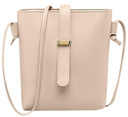 Umhängetasche Damen Klein, Frauen PU Leder Schultertaschen, Handtasche mit Schultergurt Clutch Crossbody für Mutter Frauen Freundin (02-Beige)