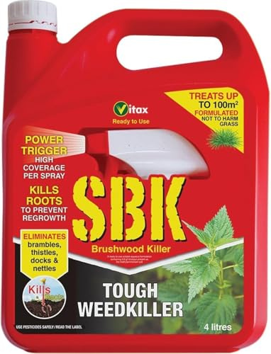 Vitax SBK Brushwood Killer RTU 4L | Tough Weedkiller for Brambles, Thistles, Nettles and Docks | Kills Weeds Not Grass | Triclopyr Formula | Tree Stump Treatment | Ready to Use