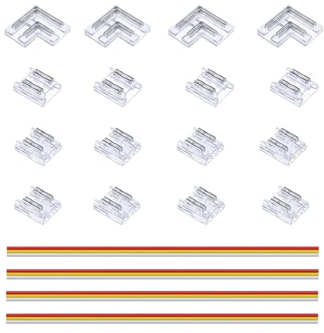 JOYLIT CCT LED Streifen Verbinder 3 PIN 10MM/0.39IN, Lötfreie COB SMD LED Verbinder Kit für Tunable White Tape Light