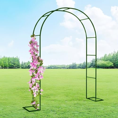 Generisch Rosenbogen aus Edelstahl, Gartenbögen Metall, Torbogen Rankhilfe Rankgitter, Stabiler Rankbogen, 80-350cm Gemüse-Wachstumsbogen für Gartenlaube mit Sockel(Green,Width 80xHeight 200cm)