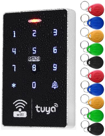 HERNAS WiFi Smart Access Controller, IP68 Waterproof RFID Keypad with Tuya APP Remote Control, Dual Frequency (125KHz/13.56MHz), Wiegand 26/34 Output, Unlocking Logs Traceable