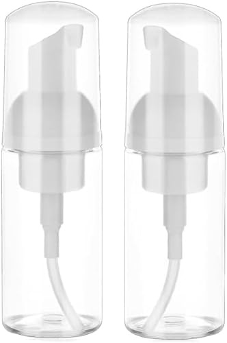 2 Pack Foam Pump Bottle Travel Small Size Mousse Foam Soap Dispenser Mini Empty Clear Plastic Foaming Soap Dispenser Refillable Pump Containers for Face Wash Lash Shampoo Skin Care 50 ml/1.7 oz