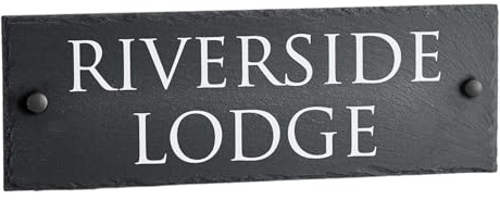 House Signs Direct Bespoke Slate House Sign 15x45cm, Rustic Grey