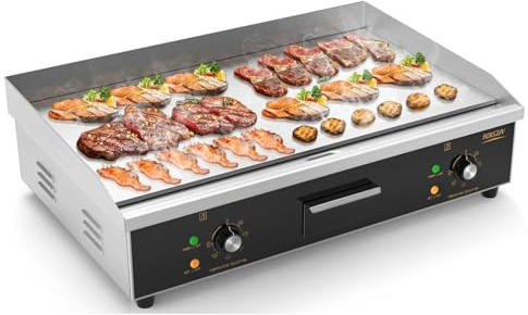 LEADZM Kommerzieller Elektrogrill Elektrisch Tischgrill, 4400W Grillplatte einstellbare Temperatur von 50–300 °C,für Restaurant,balkon,Arbeitsplatte (73 x 48 x 22cm)