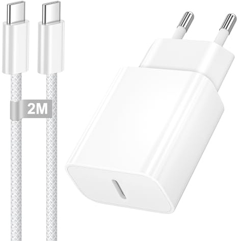 25W Cargador iPhone Carga Rapida Tipo C Cargador USB C con Cable USB C 2M | Carregador Adaptador Enchufe USB C Charger para iPhone 17/17 Pro/17 Air/17 Pro Max/16/16 Plus/16 Pro/16 Pro Max/15 Plus/iPad