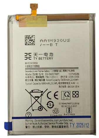 TY BETTERY® Akku Batterie kompatibel mit Samsung Galaxy Modell EB-BM207ABY für M30S/M31/ M315/M12/ M21/ F41 / F12/