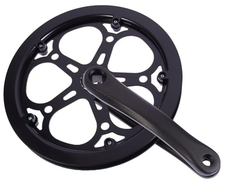 Kettenrad Kurbelgarnitur 52T 170mm für Falträder, Schwarz | 1 Satz, Vierkantaufnahme und 1/2 Zoll X 3/32 Zoll Kette, Hochkohlenstoffstahl