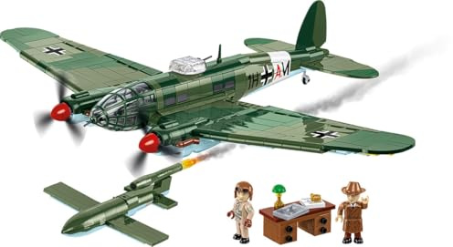 COBI Heinkel He 111 H-22 mit V1 (Fieseler Fi 103), Maßstab 1:48, 927 Teile | Bedruckt (Pad Printed), Executive Edition, 2 Figuren, Flugzeug, V1-Rakete (Fi 103), Sockel, Plakette, aus der EU, ab 10 Jahre