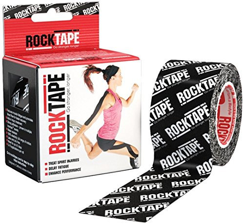 RockTape Standard Kinesiology Tape - Hypoallergenes Sporttape für Verletzungsrehabilitation, Muskelunterstützung - Wasserdicht, dehnbar, komprimierend - Schwarz - 5cm x 5m