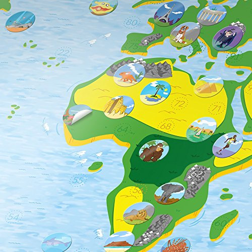 AUSVERKAUF - Weltkarte für Kinder | AWESOME MAPS | Verschenke die Karte zum Lernen & Entdecken - 97,5 x 56cm Poster (Kids Map)