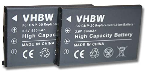 vhbw 2X Akku kompatibel mit Casio Exilim EX Serie EX-S500, EX-S600, EX-S600D, EX-S770 Kamera Digicam DSLR (550mAh, 3,6V, Li-Ion)