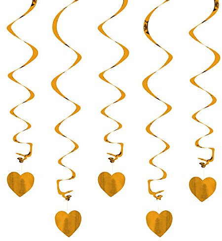 Oblique Unique® Deckenhänger Spiral Girlanden mit Herzen - Farbe wählbar (Champagner-Gold)