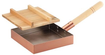 Asahi Egg Pan Tamagoyaki Made in Japan Professinal Model Copper W/Wooden Handle,Wooden Lid 18cm 7 Cne117