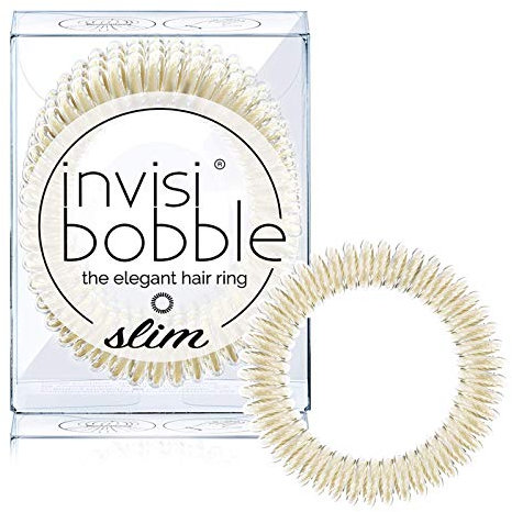 invisibobble Slim Haargummis Stay Gold, 3x Dünne Haargummis gold für Mädchen und Damen I eleganter Look & starker Halt, das Original, designed im Herzen Münchens