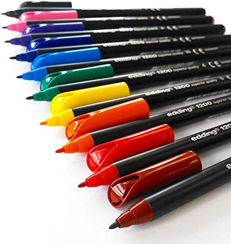 Edding 1200 Colourpen Fasermaler mit Rundspitze, 1,0 mm, 10 Stück