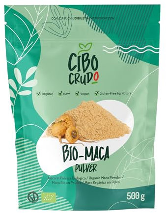 Maca Peruviana in Polvere Biologica e Pura - 500g. Polvere Estratta Dalla Radice di Maca Bio. Maca Andina Gialla dalle Ande del Peru. Peruvian Organic Maca Root Powder.