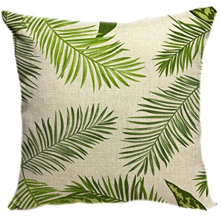 Violetpos Kissenhülle Deko Sofa Zierkissenbezug Auto Zierkissenbezüge Kissenbezüge Kopfkissen Kissen Einfache GrÜNe Tropische Pflanze Palmblätter 50 x 50 cm