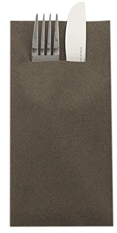 Sovie HOME Besteckserviette in BRAUN aus Linclass Airlaid, 40 x 40cm, 1/8 Falz, 12 Stück, Elegante Airlaid-Servietten mit integrierter Tasche für Besteck