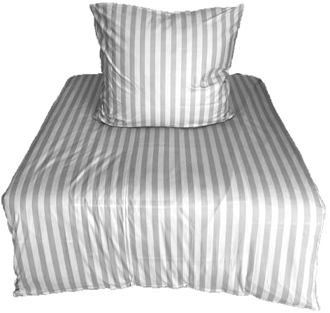 Hochwertige Flanell Bettwäsche Streifen Grau 2tlg.4tlg. Diverse Größen Set 2tlg, Bettgröße 155x220cm/ 80x80cm