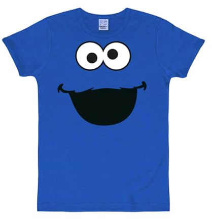 Logoshirt® Sesamstrasse I Krümelmonster I Gesicht I T-Shirt Print I Damen & Herren I kurzärmlig I blau I Lizenziertes Originaldesign I Größe M
