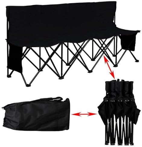 Yaheetech Tragbare Campingbank, Sitzbank Gartenbank Klappbank mit Rückenlehne, Bank für 4 Personen inkl. Tragetasche