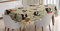 ABAKUHAUS Gekritzel Tischdecke, Hungry Eulen Essen, Schmutzabweisent mit Modernster Druck Technologie Waschbar Klare Farben, 140 x 240 cm, Beige Schwarz Weiß