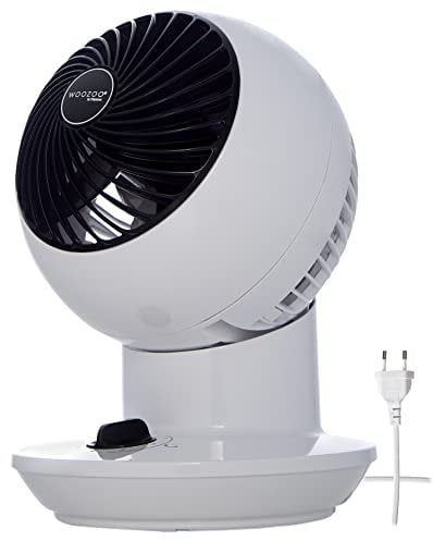 Iris Ohyama Woozoo, 11m², Ventilator, Weiß, 3 Geschwindigkeiten, Oszillierend, leise, Table Fan, Tischventilator, Lüfter, Bodenventilator, tragbarer, Portable, Cooling, Desk Fan, PCF-SM12