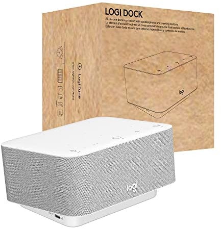 Logitech - Logi Dock, All-in-One USB C Laptop Docking Station, Speakerphone, Noise Cancelling Microphones, Bluetooth, HDMI, for Windows/macOS, Certified for Zoom, Google Meet, Google Voice - White