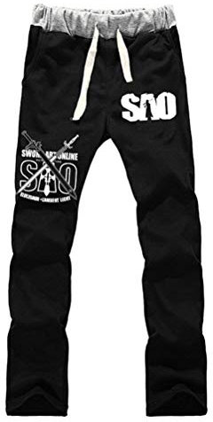WANHONGYUE Anime Sword Art Online SAO Sweatpants Jogginghose Cosplay Kostüm Lange Trousers Sporthose Trainingsanzug mit Taschen Schwarz 1 M