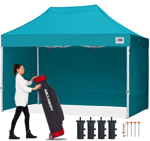 ABCCANOPY Faltpavillon 3x4.5 Wasserdicht mit Seitenteilen UV+,Türkis