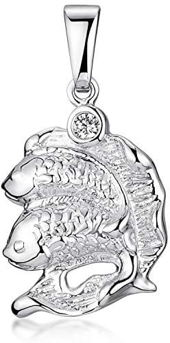 MATERIA Damen Kettenanhänger Sternzeichen Fische aus 925 Echt Silber mit Zirkonia Stein KA-463