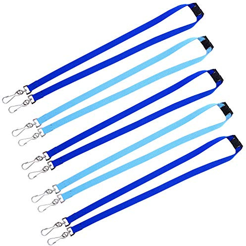 Wisdompro Schlüsselband mit Sicherheitsverschluss 5 Stück, Schlüsselbänder mit Doppelt Fahnenmast Clip, Lanyard für Ausweise, Schlüssel (Blau/Hellblau)