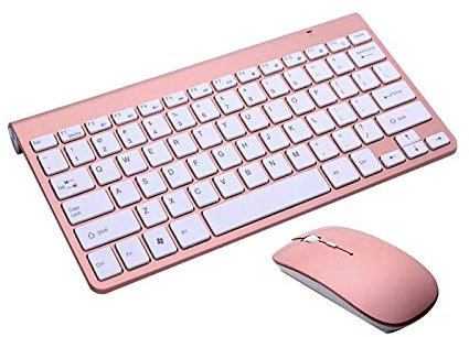 ZAORUN Tastiera Wireless Computer USB Notebook Esterno Desktop Computer Universale Mini Tastiera Wireless Mouse, Stile: Set Tastiera e Mouse (Colore : Rose Gold)
