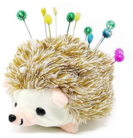 Honbay Pelziger Igel-Form Nadelkissen Stoff Nadelhalter zum Nähen oder Basteln (Braun)