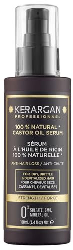 Kerargan - Haarserum gegen Haarausfall mit Rizinusöl - Schutz & Glanz für Trockenes, Brüchiges Haar - Angereichert mit Aloe Vera & Macadamiaöl - Ohne Sulfate, GVO, Mineralöl - 100ml