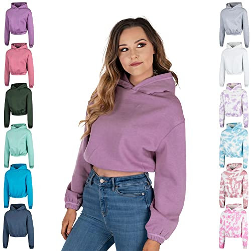 Light & Shade Felpa Corta con Cappuccio da Donna, Viola, M