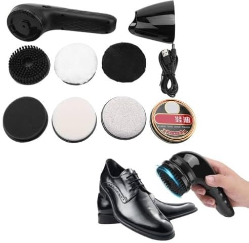 Kit de cireur de Chaussures électrique, Cireuse à Chaussures électrique, Brosse à Chaussures électrique Rechargeable par USB polisseuse multifonctionnelle portative en Cuir pour Chaussures, Sacs