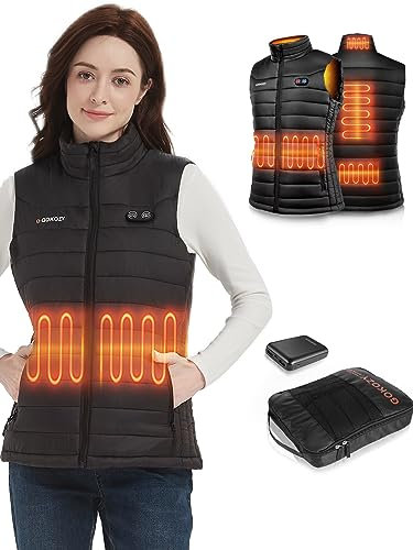 Gilet Riscaldato Donna,Gilet riscaldabile con Batteria Elettrico Leggero Giacca Riscaldata 5 Zone con 3 Temperature Regolabili Outdoor/scii/cacci
