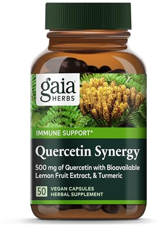 Gaia Herbs Quercetin Synergy - Supports Immune Health* - Wellemon Lemon Fruit Extract - 50 Vegan Capsules (50 Servings)